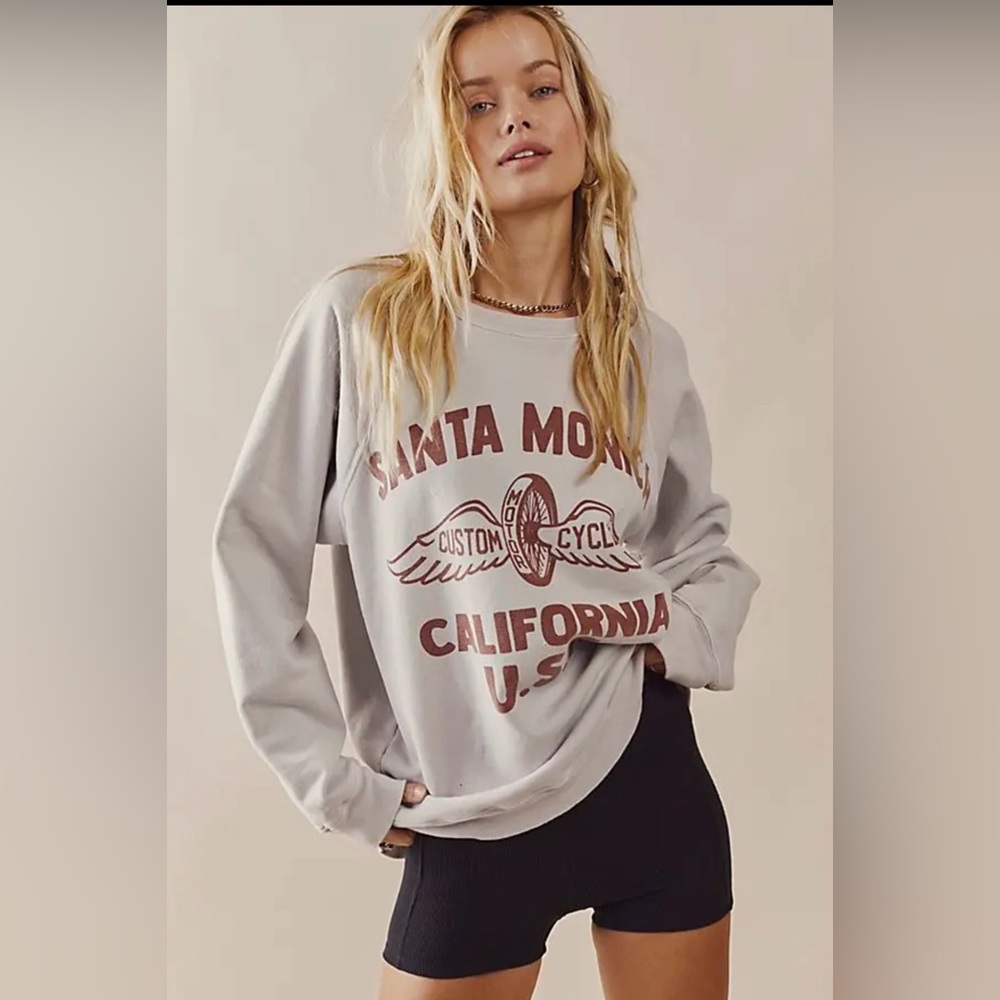 Retrobrand Santa Monica Motorcycles Oversized Distressed Sweatshirt Size XL